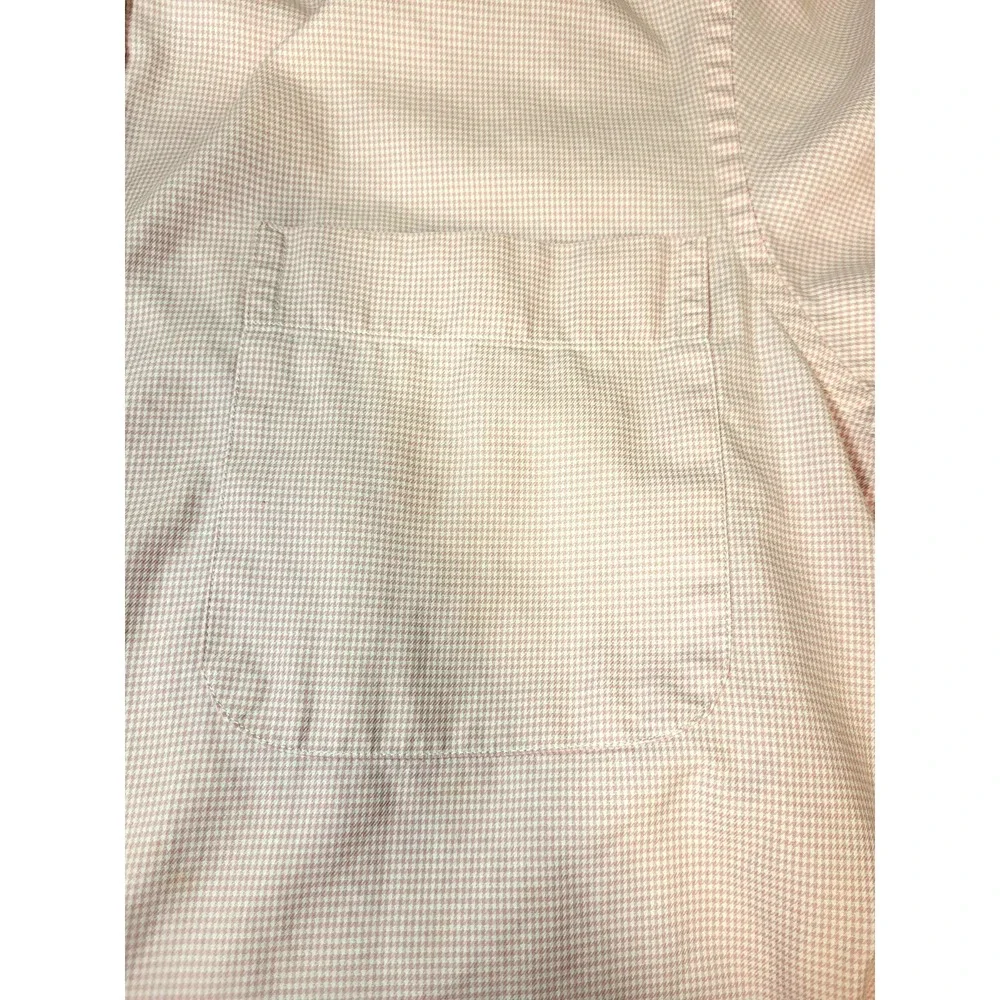 T. Harris London Pink White Herringbone Button‎ Down Shirt Pocket Size Large
